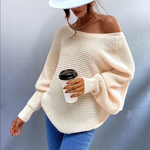 Cream backless tie back sweater - Picture 3 of 5